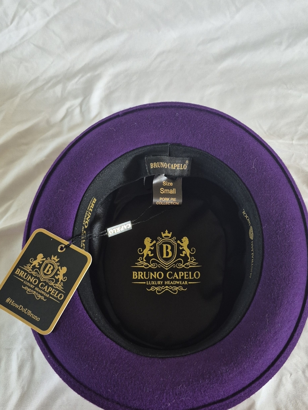 NEW Bruno Capelo Royal Purple 100% Wool Pork Pie Fedora - Size Small - Picture 2 of 8